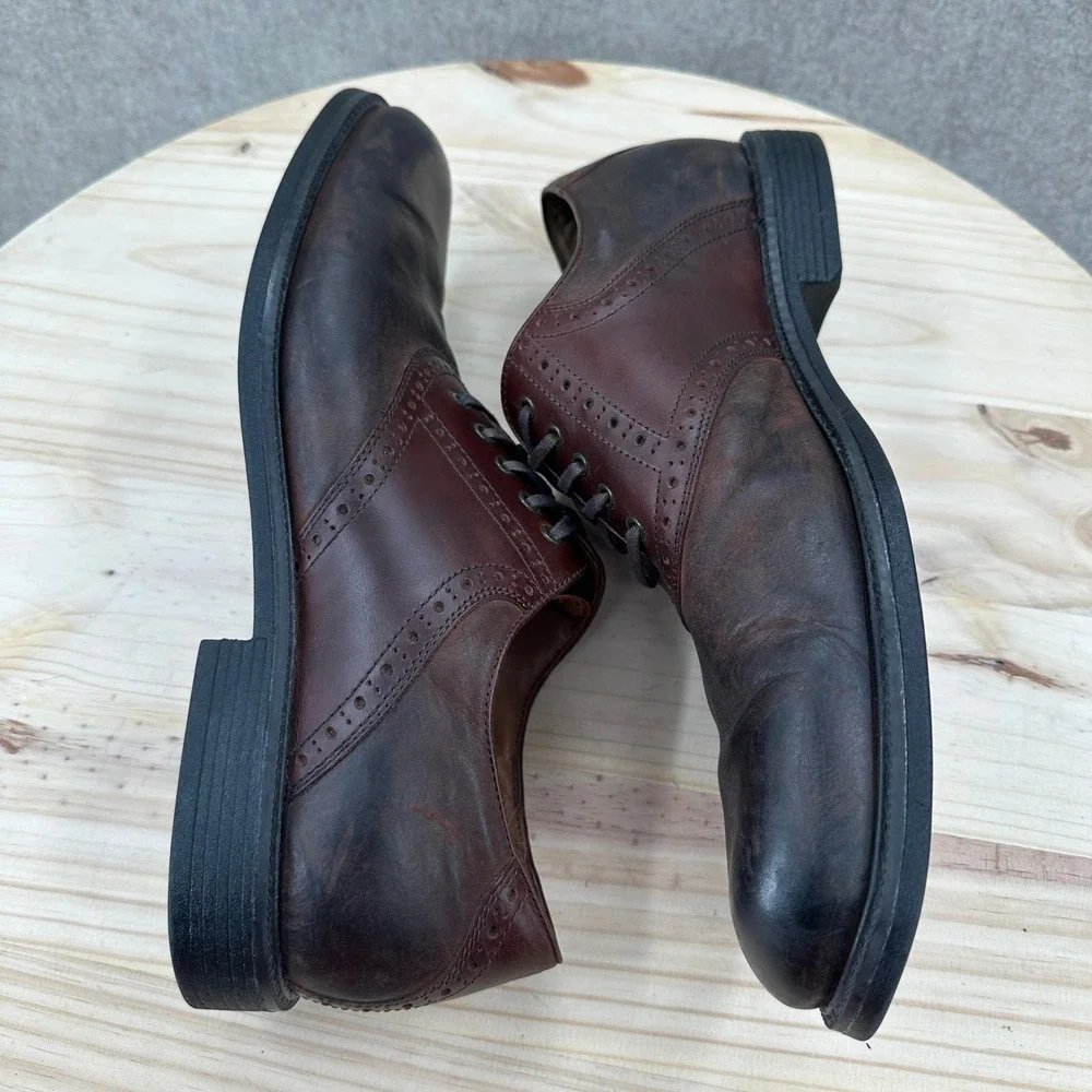 Johnston Murphy Sheepskin Leather Shoes Mens 12 Two-Tone Burnished Brogue Oxford